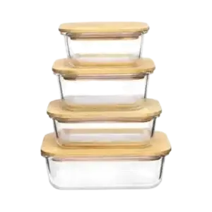 glass food storage containers with bamboo lids